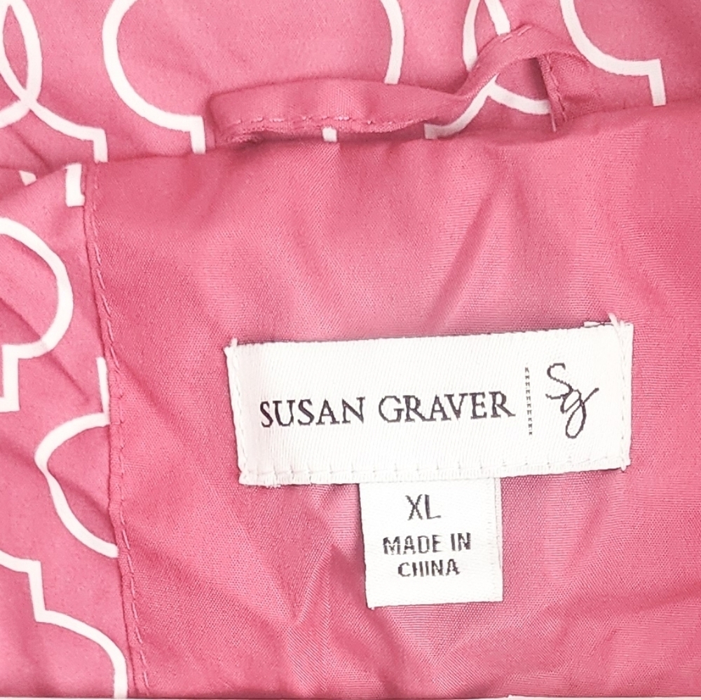 Susan Graver Pink Quilted Mid-length Coat Zip Water & Wind Resistant  Sz XL - Picture 6 of 11